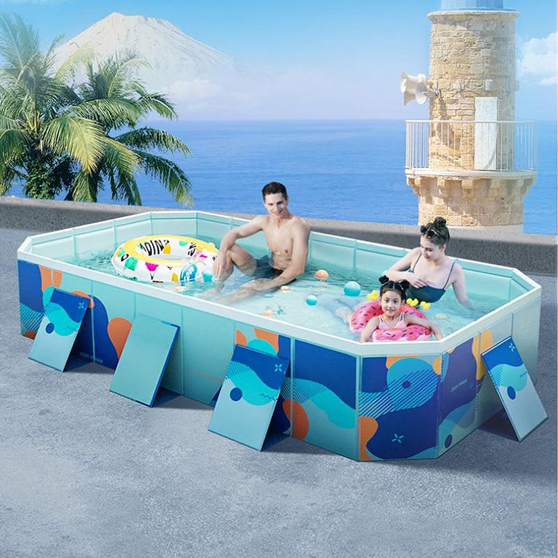 Large foldable rectangular eprolo family swimming pool for adults and kids, easy setup outdoor above ground pool