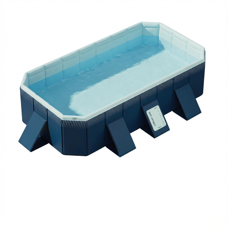 Large foldable rectangular eprolo family swimming pool, non-inflatable above ground outdoor pool with easy setup for adults and kids.