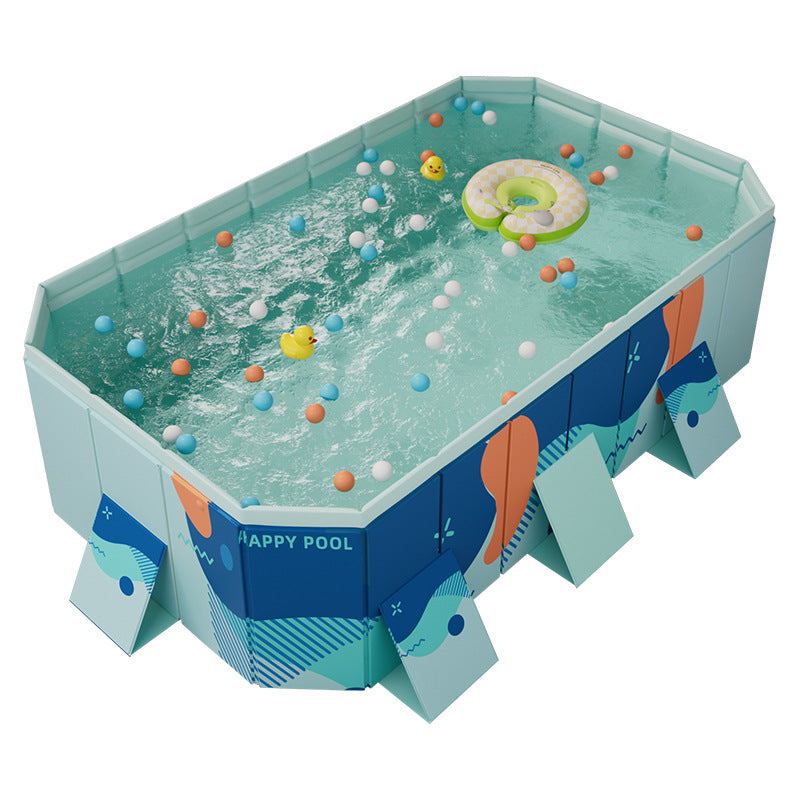 Large foldable rectangular family swimming pool by eprolo, non-inflatable above ground outdoor pool for adults and kids, easy to set up