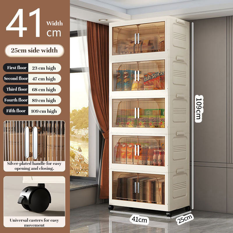 eprolo folding storage cabinet with wheels, 3-tier stackable wardrobe closet organizer, made of durable material with a compact design