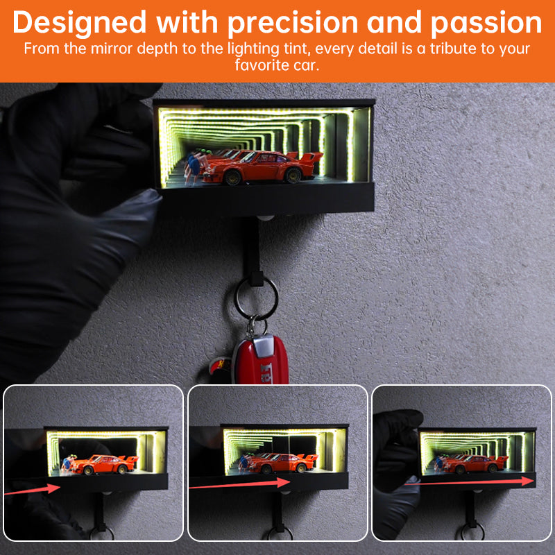 3D printed wall-mounted car key holder with garage hook by eprolo, featuring a fun infinite garage keychain and car key storage rack