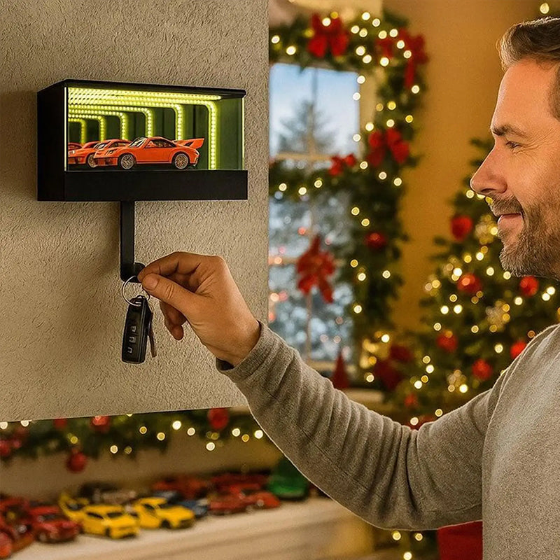 3D printed wall-mounted car key holder with garage hook, fun infinite garage keychain, car key storage and organizer by eprolo