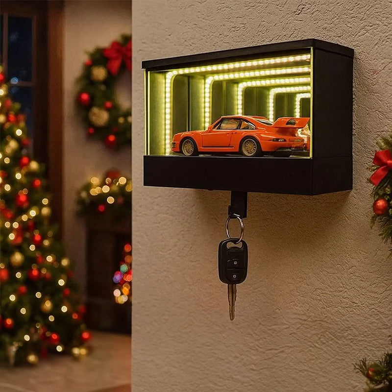 3D printed wall-mounted car key holder with garage hook by eprolo, featuring a fun infinite garage keychain and car key storage rack