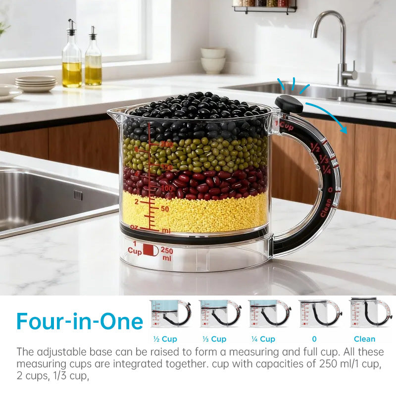 Adjustable Measuring Cube - Kitchen Cooking Cup with Scraper Seal - American Smart