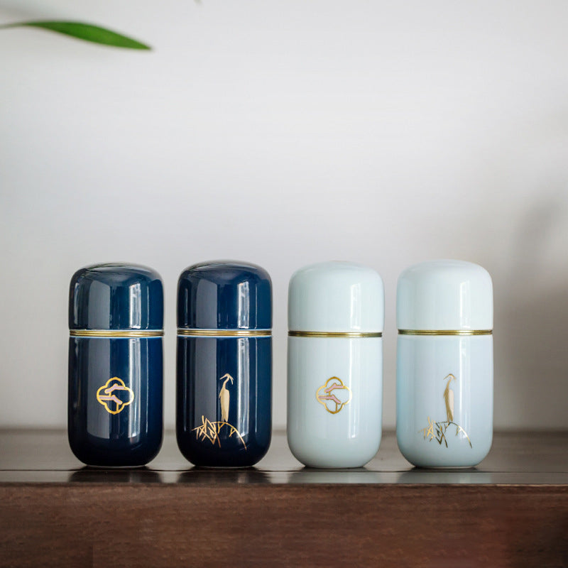 Ceramic Tea Jar Japanese Travel Mini Tea Storage Box Vintage Jar Green Tea Storage Containers - American Smart