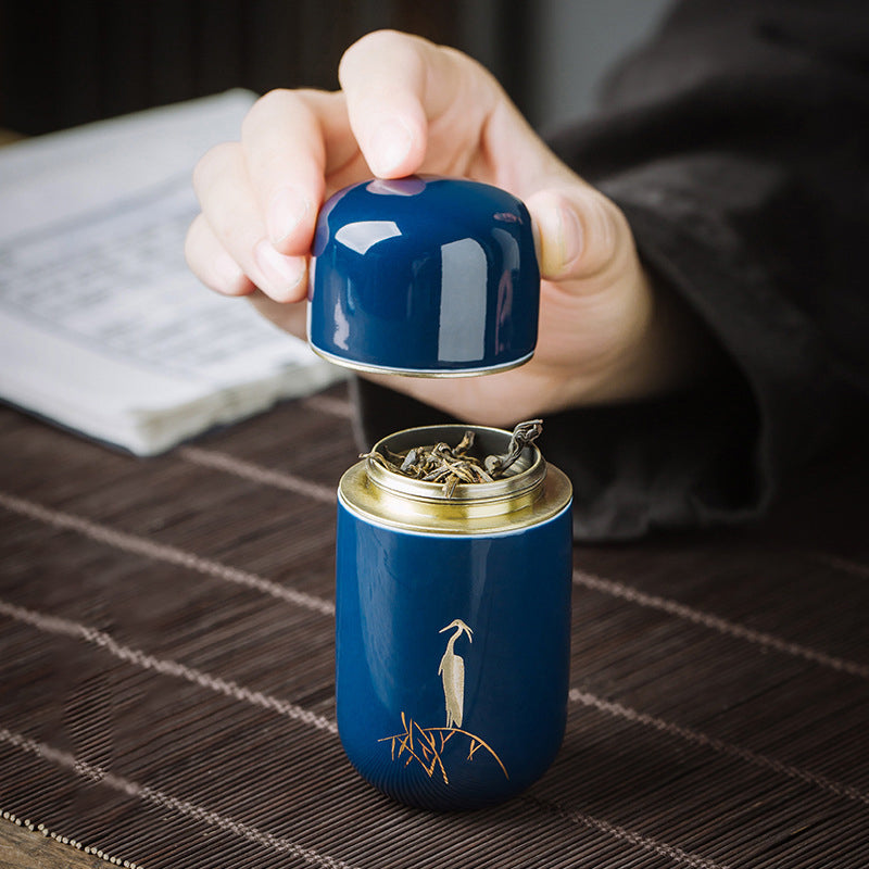 Ceramic Tea Jar Japanese Travel Mini Tea Storage Box Vintage Jar Green Tea Storage Containers - American Smart