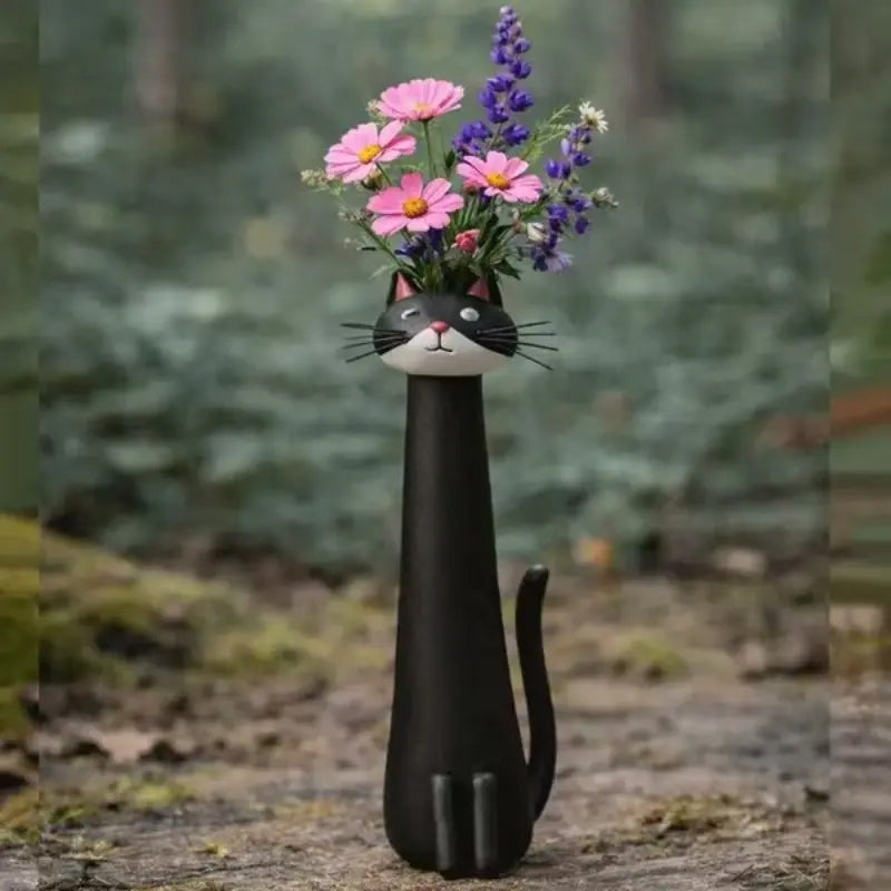 Creative Cat Vase - Desktop Dried Flower Holder, Decorative Home/Office Accent, Universal for Small Dried Bouquets - American Smart