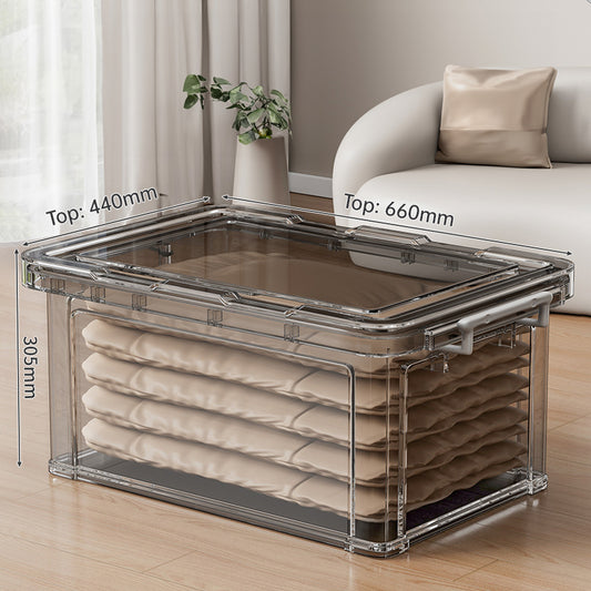 Large transparent plastic storage box by eprolo for organizing clothes, quilts, toys, and snacks in wardrobe or home storage.