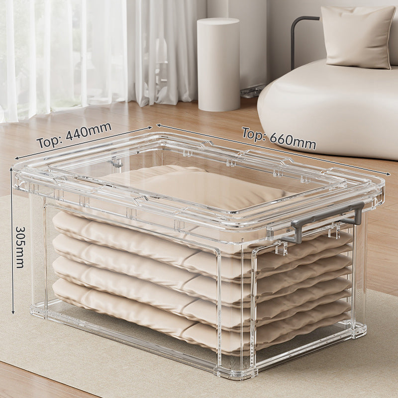 Large transparent plastic storage box by eprolo for organizing clothes, quilts, toys, and snacks in wardrobe and home use