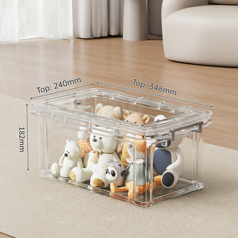 Large transparent plastic storage box by eprolo, ideal for organizing clothes, quilts, toys, and snacks in wardrobe and home.