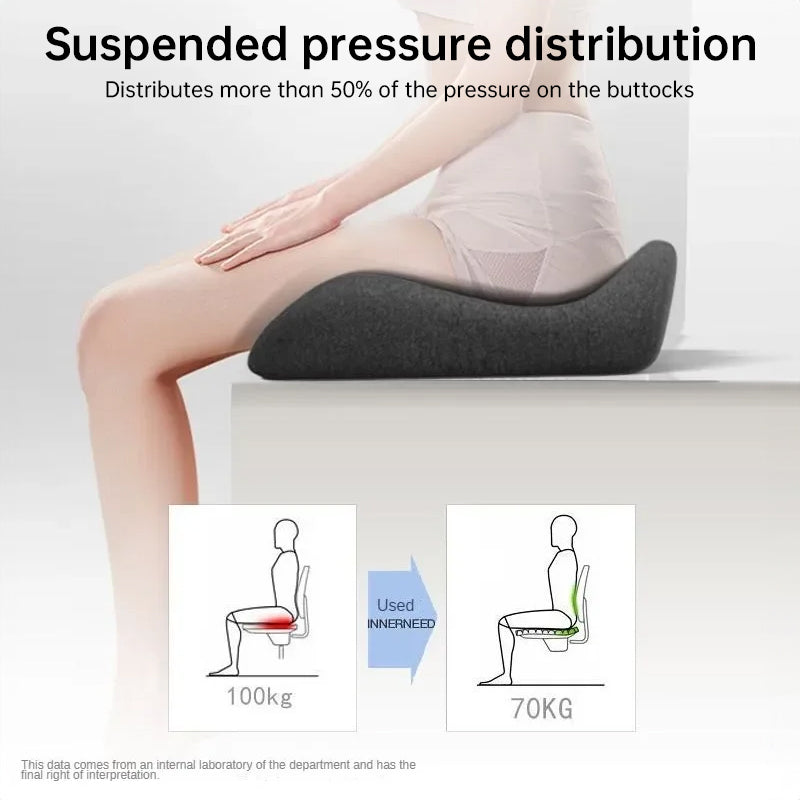 eprolo memory foam coccyx cushion with non-slip bottom, designed to relieve tailbone, sciatic, and back pain on office or car seats.