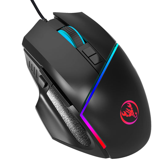A876 wired mouse with colorful synchronized lighting, 6400dpi adjustable lighting, can turn off gaming mouse - American Smart