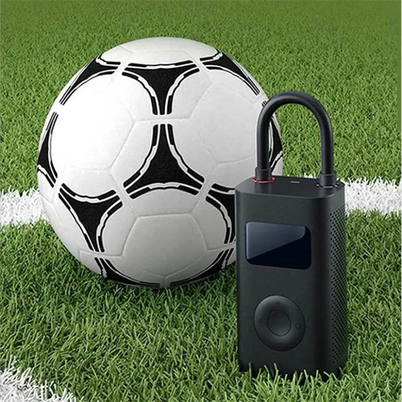 Xiaomi Mijia portable smart digital tire inflator pump for bike, motorcycle, car, and football with digital pressure display.