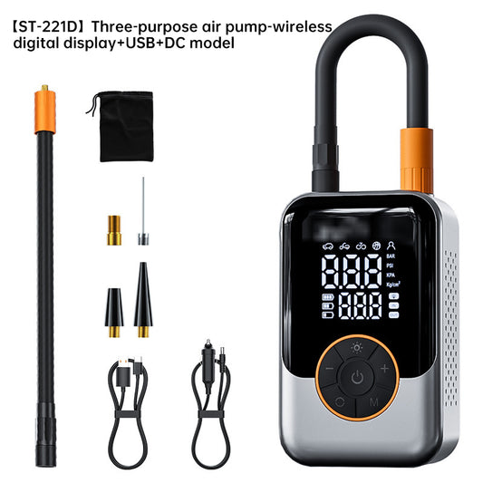 eprolo portable wireless inflator for tires and balls, compact device with digital display and air hose for easy inflation