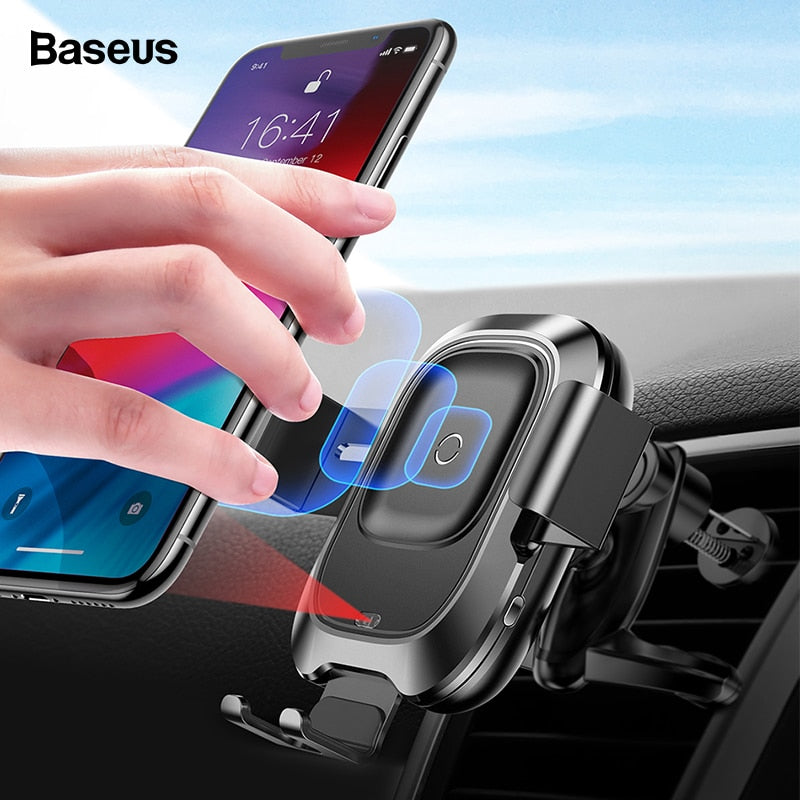Baseus Qi Car Wireless Charger For iPhone Xs Max Xr X Samsung S10 S9 Intelligent Infrared Fast Wirless Charging Car Phone Holder - American Smart