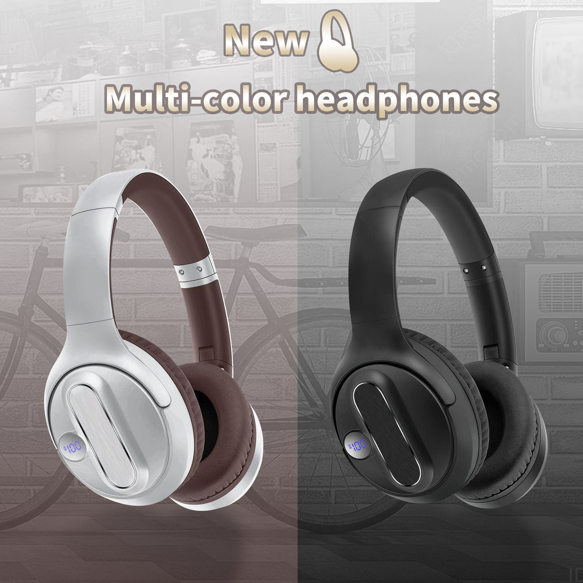 Eprolo AKZ-13b American retro wireless Bluetooth headset with battery display and long-lasting battery life, shown close-up.