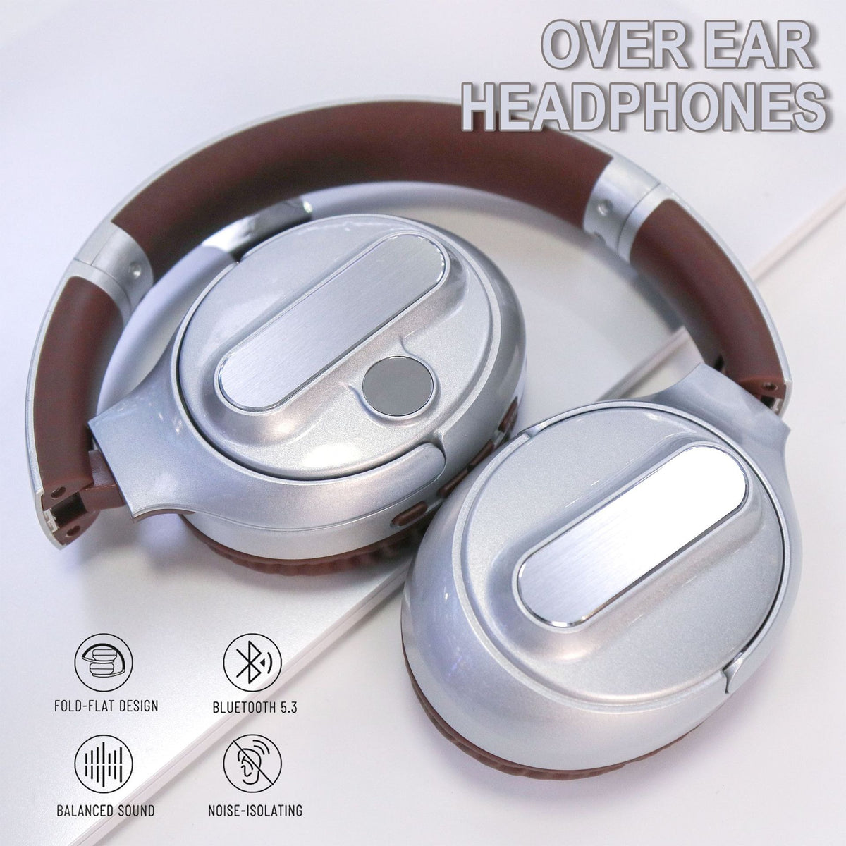 eprolo AKZ-13b American retro wireless Bluetooth headset with battery display and long battery life, shown with ear cushions and controls