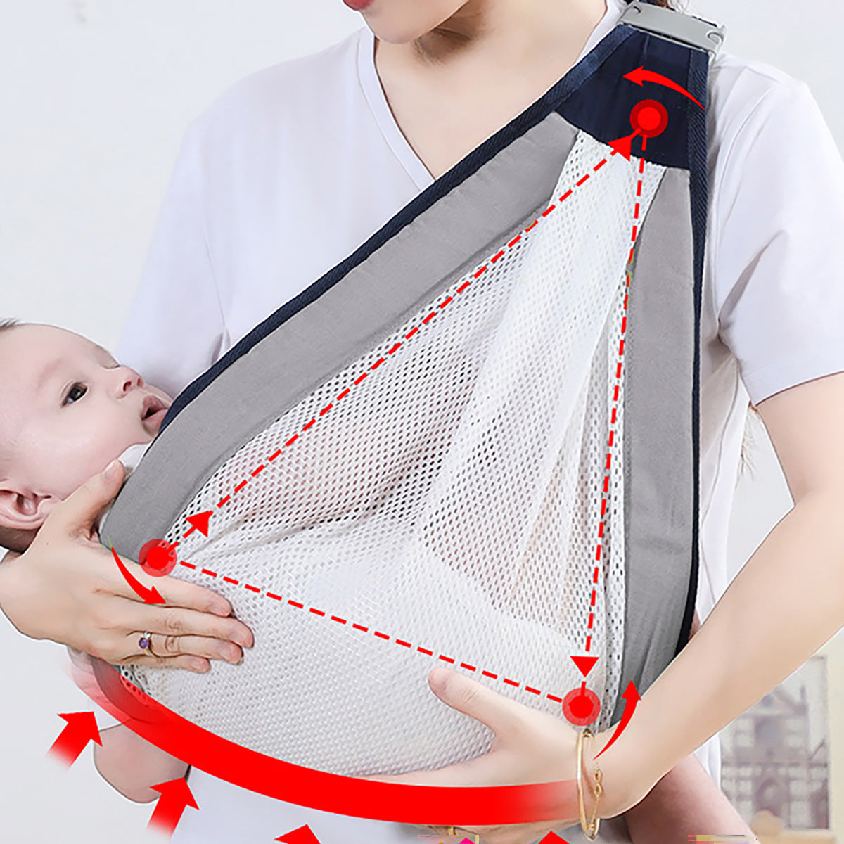 Baby carrier, multi-functional front carrier and cross-body style, breathable for all seasons - American Smart