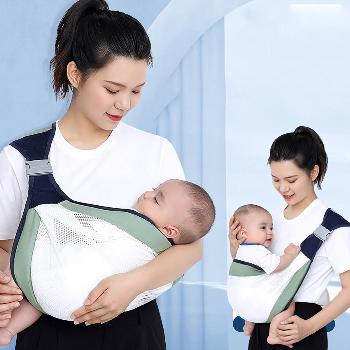 Baby carrier, multi-functional front carrier and cross-body style, breathable for all seasons - American Smart