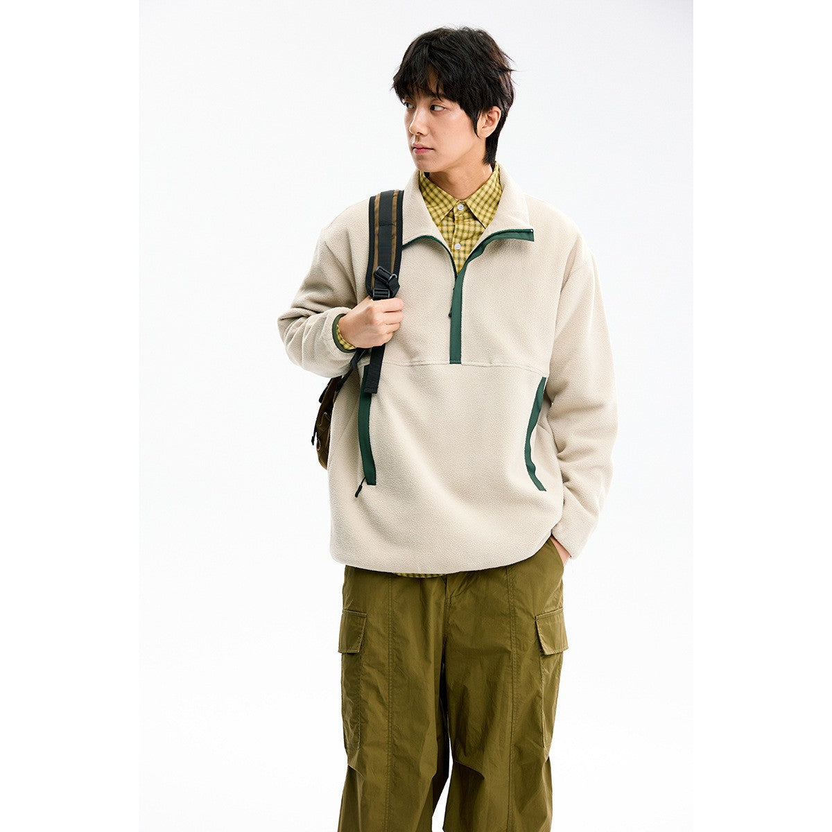 Unisex eprolo fleece top crewneck sweatshirt with soft fleece fabric and relaxed fit, ideal for casual wear.
