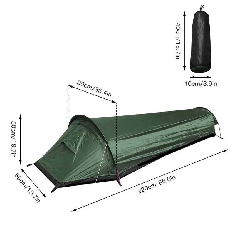 Eprolo ultralight single person camping tent with waterproof fabric, compact design, and spacious interior for hiking and outdoor sleeping.