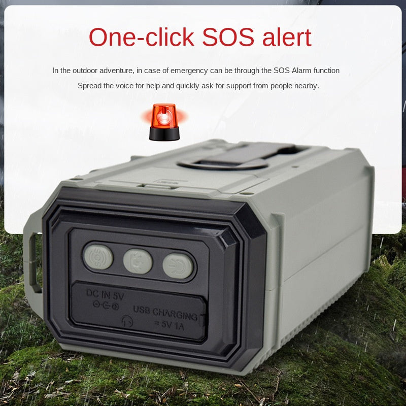 Portable Eprolo disaster prevention radio with solar charging, full band coverage, emergency lighting, and mobile radio functions.