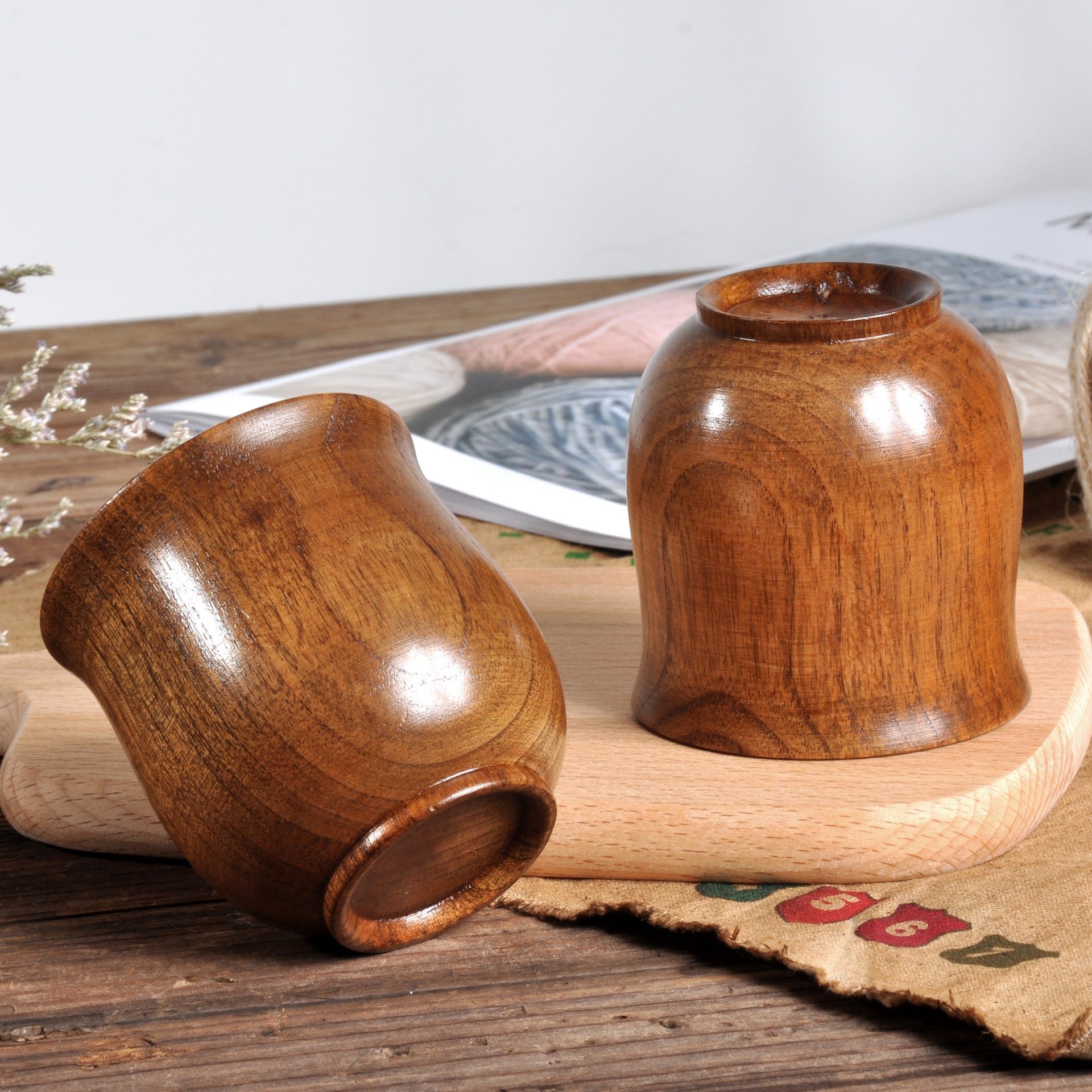 Natural simple sour date wooden tea cup for water and tea, featuring a traditional design with smooth wooden finish.