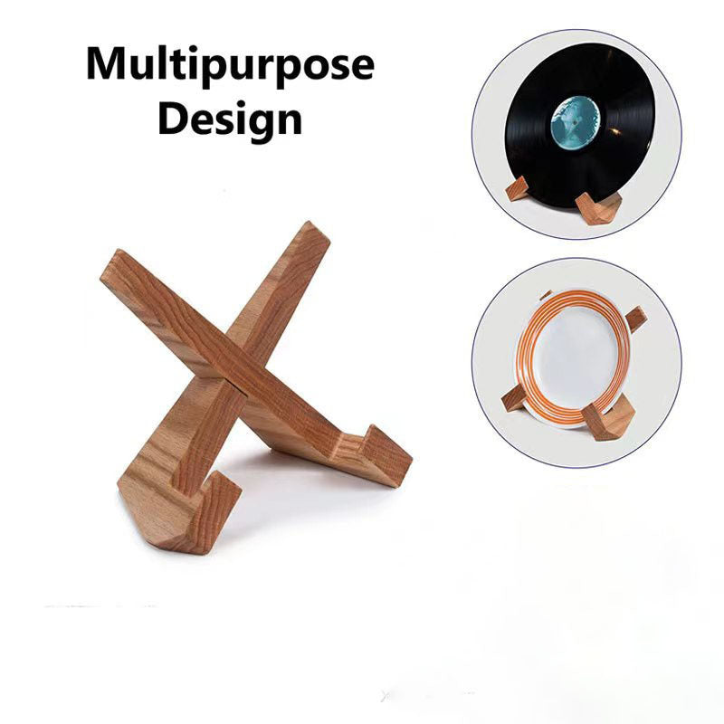 Eprolo wooden lazy person recipe and iPad stand with record storage, solid wood construction, for kitchen or reading area.