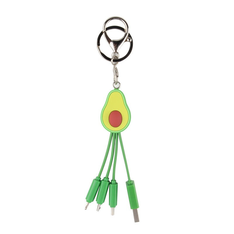 Cute cartoon avocado data cable by eprolo, with one-to-three fruit design, fast charging, and a colorful girl illustration.
