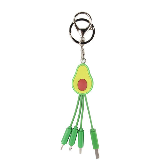 Cute cartoon avocado data cable by eprolo, with one-to-three fruit design, fast charging, and a colorful girl illustration.
