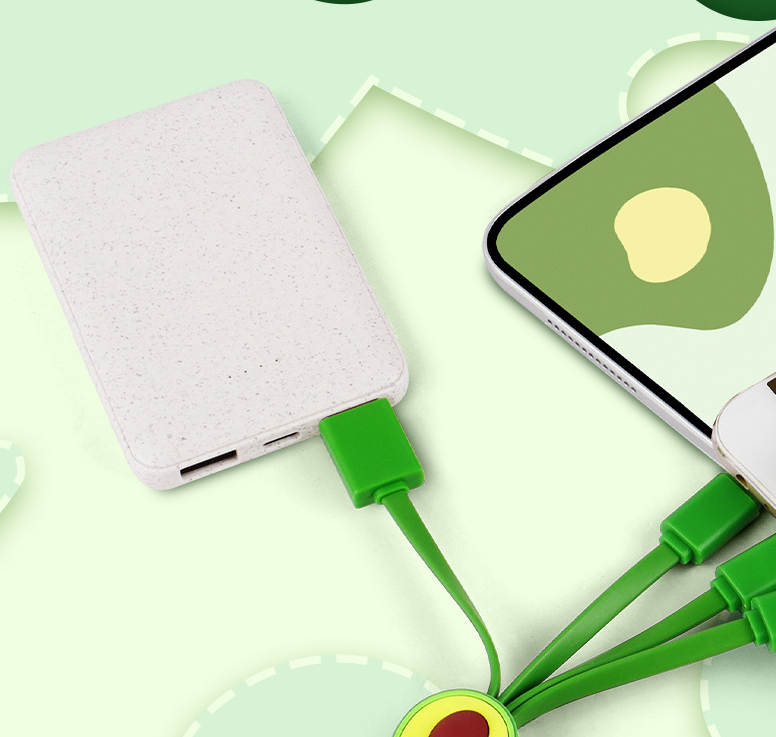 Eprolo Little Fresh Cartoon Avocado data cable with cute girl design, one to three fruit fast charging cable for smartphones