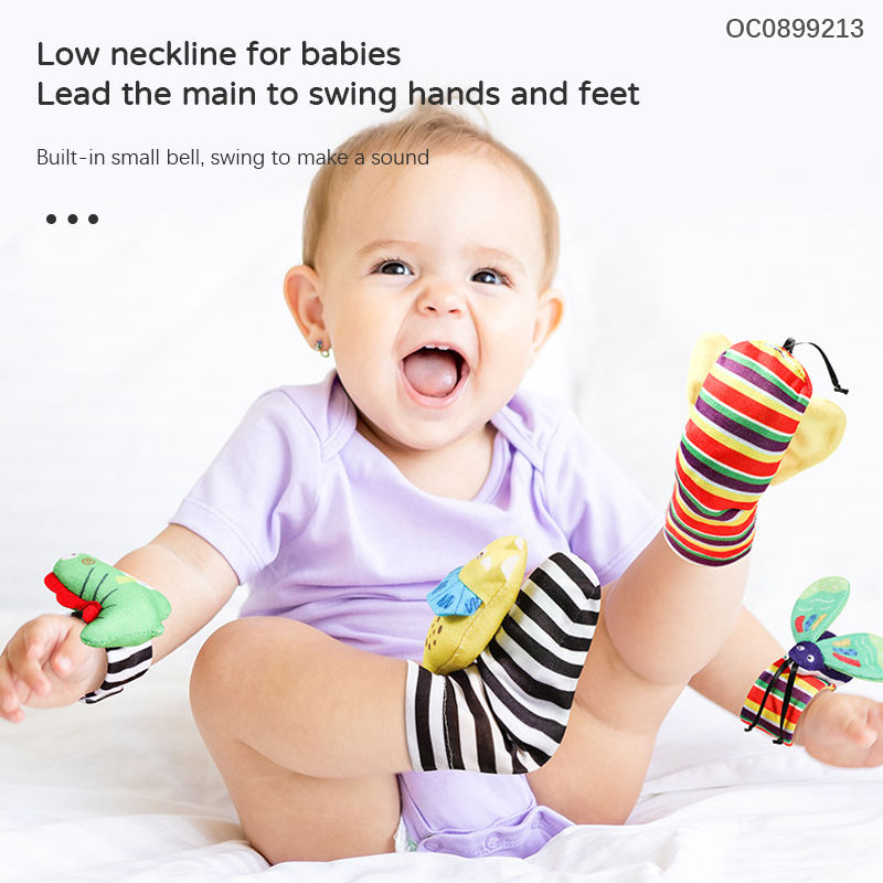 Eprolo baby toys wrist ringing socks comfort set for 0-1 year old newborns, soft colorful sock with attached ringing toy.