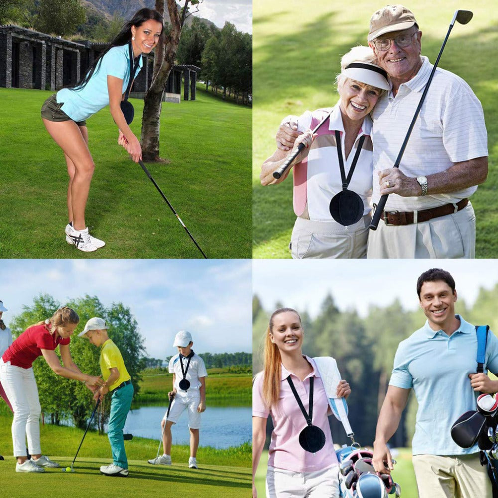 Eprolo golf swing trainer ball with smart inflatable assist for posture correction during golf practice.