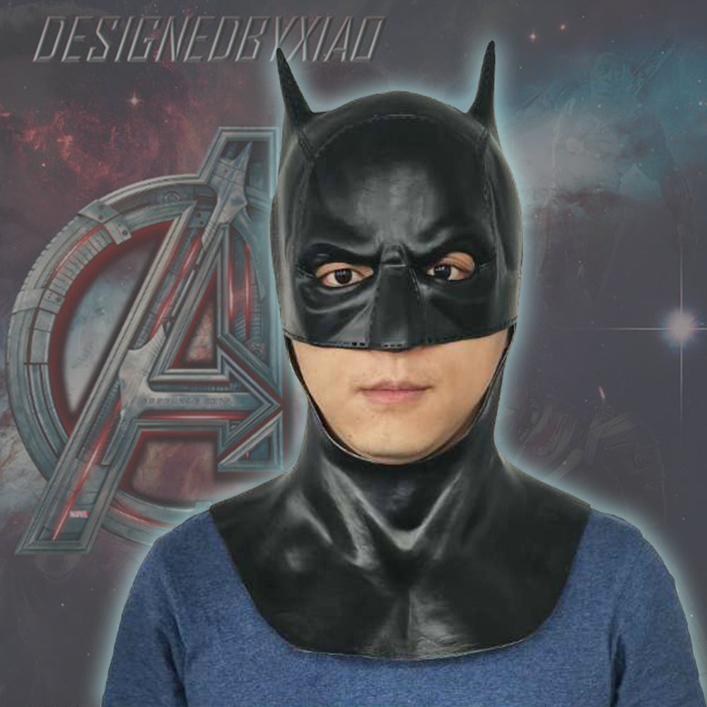 Marvel Batman latex Halloween mask featuring detailed superhero headgear for costume parties and cosplay events.