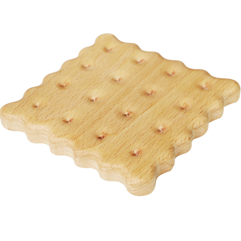 Beech Biscuit Coaster Solid Wood Tea Coaster Mug Coffee Coaster Cup Holder Creative Gift - American Smart