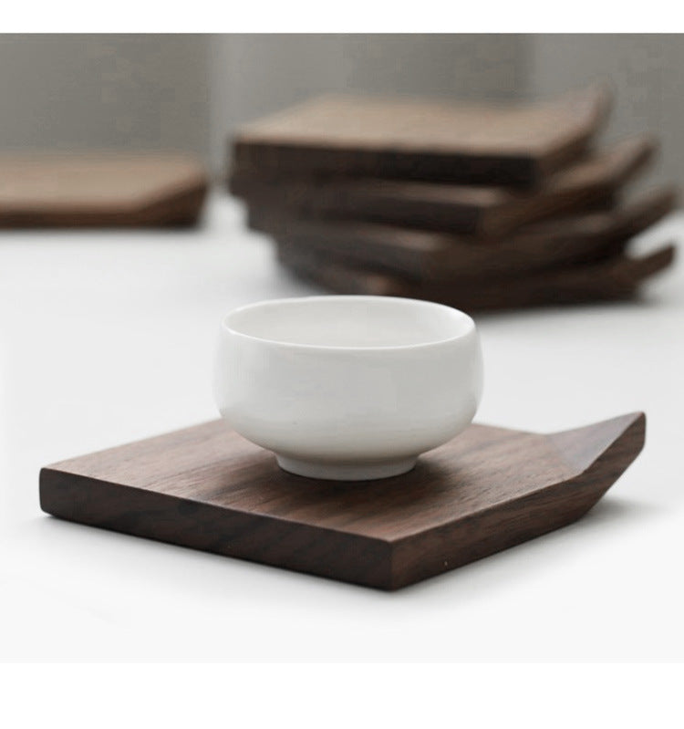 Black Walnut Corner Coaster Solid Wood Heat-Insulating Tea Set Cushion Creative Cup Holder Pot Bearing Accessories - American Smart