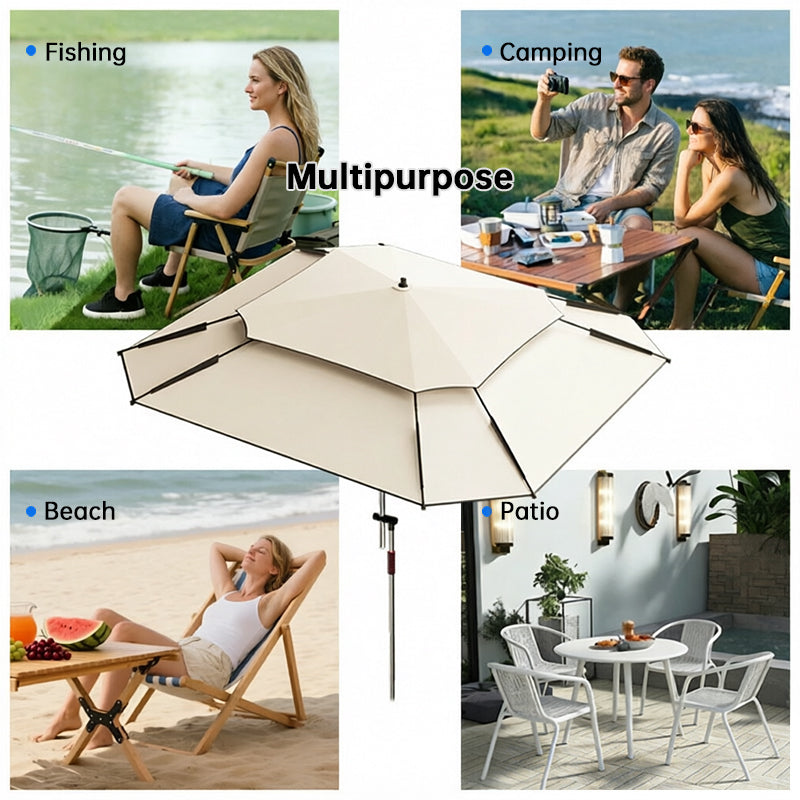 Eprolo 2.0-2.6m octagonal fishing umbrella with carry bag, UV waterproof beach sun shade, ideal for camping and outdoor fishing.