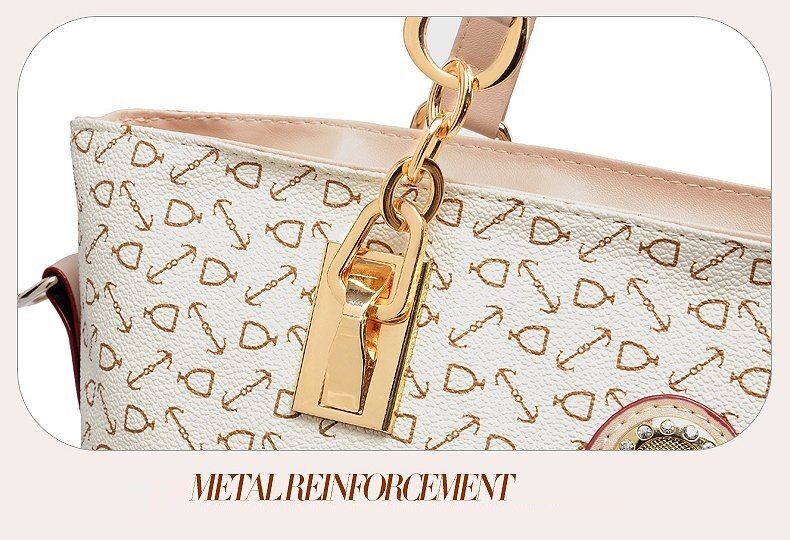 Set of six eprolo women's handbags including shoulder bag, tote, clutch, and key holder in various stylish designs.