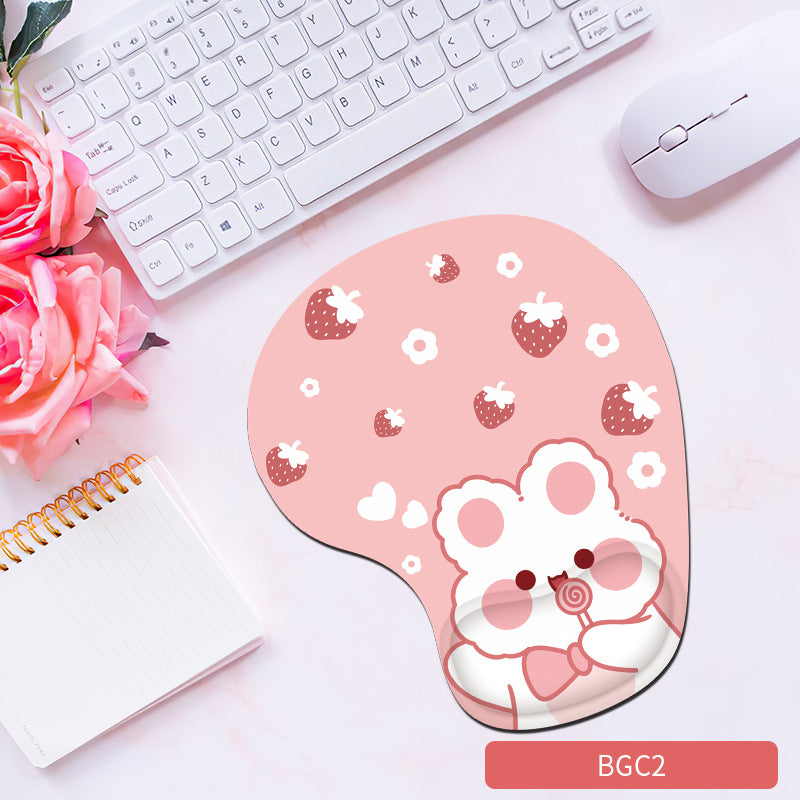 Soft silicone wrist rest pad for mouse, comfortable, non-slip, thick, designed for women, ideal for gaming and computer use.