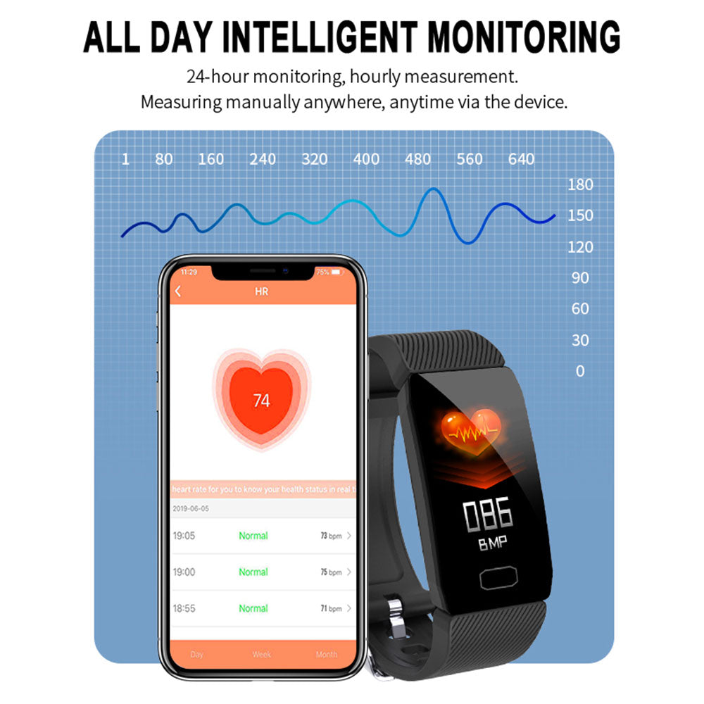 Eprolo 1.14 Smart Band with weather display, blood pressure, heart rate monitor, fitness tracker, waterproof smartwatch for men women kids