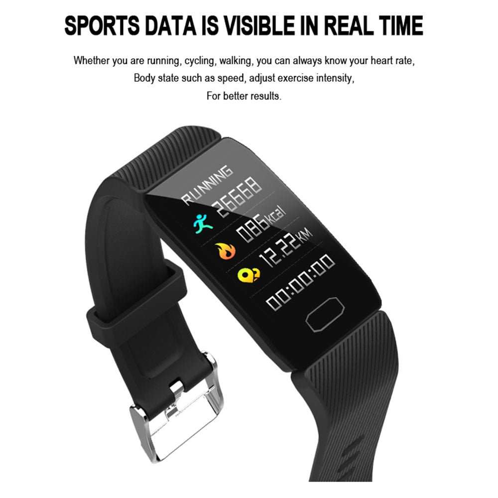 Eprolo smart band with weather display, blood pressure, heart rate monitor, fitness tracker, waterproof bracelet for men, women, kids