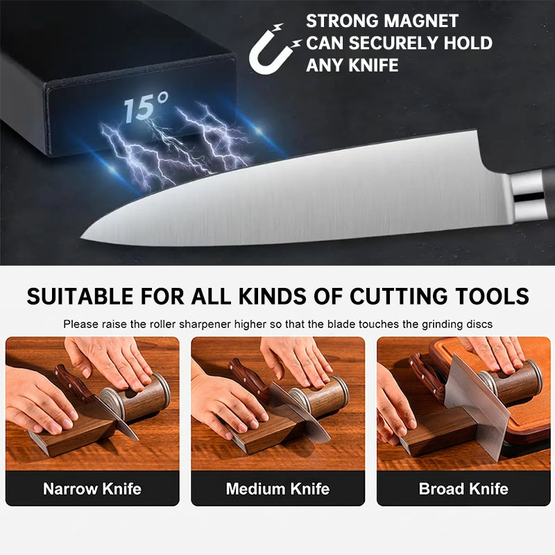 eprolo 15° & 20° roll knife sharpener kit with magnetic rolling tool and grinding stones for kitchen chef use