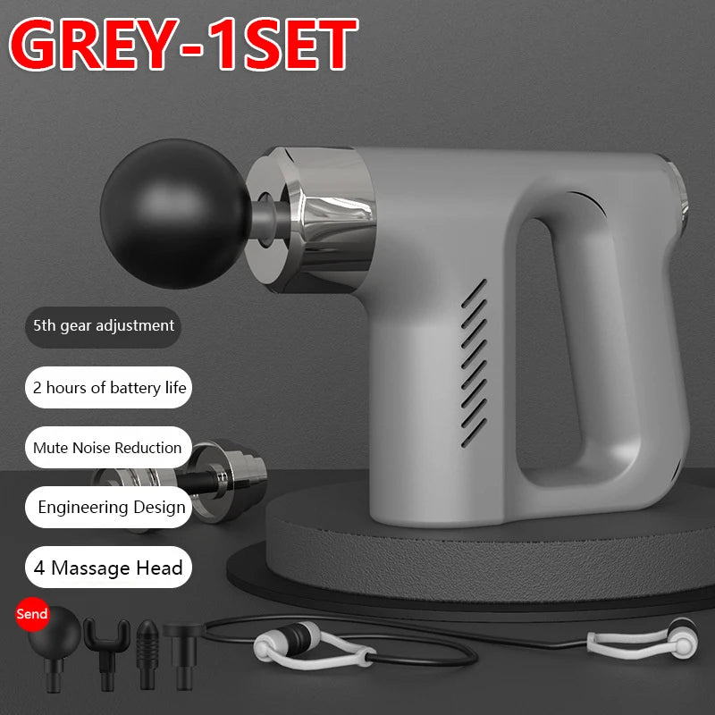 Eprolo high frequency massage gun for deep tissue muscle relaxation and fascia therapy, electric body massager with multiple attachments.