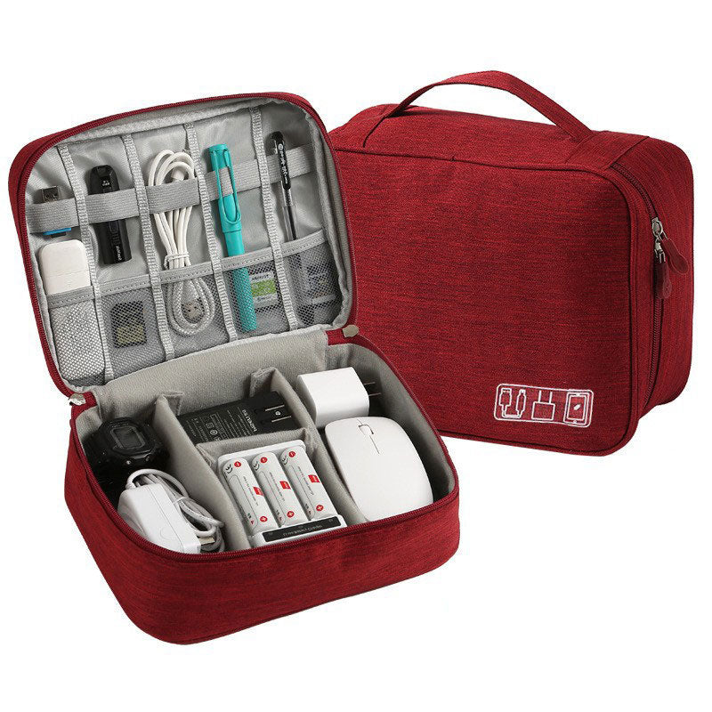Eprolo waterproof travel cable organizer bag with multiple compartments for USB cables, chargers, and electronic gadgets.