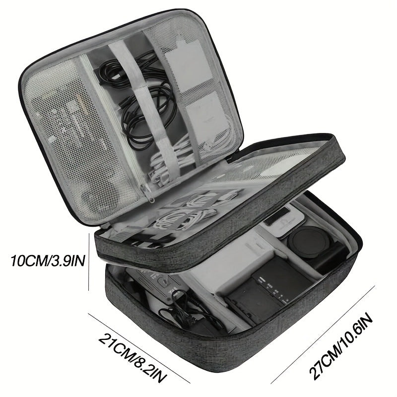 Eprolo waterproof travel cable organizer bag with compartments for USB cables, chargers, and electronic gadgets.