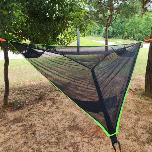 Aerial Multiplayer Triangle Hammock Folding Portable Mesh Mesh Hammock Aerial Tree Tent Leisure Mesh Bed - American Smart
