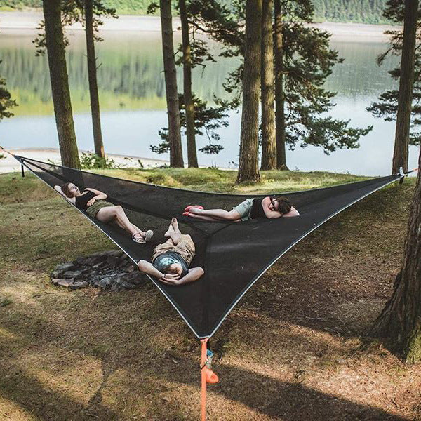 Aerial Multiplayer Triangle Hammock Folding Portable Mesh Mesh Hammock Aerial Tree Tent Leisure Mesh Bed - American Smart