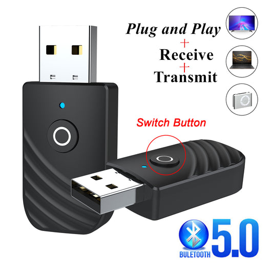 eprolo 3-in-1 Bluetooth 5.0 adapter for car, computer, TV with AUX, receiver, and transmitter functions, compact and portable design