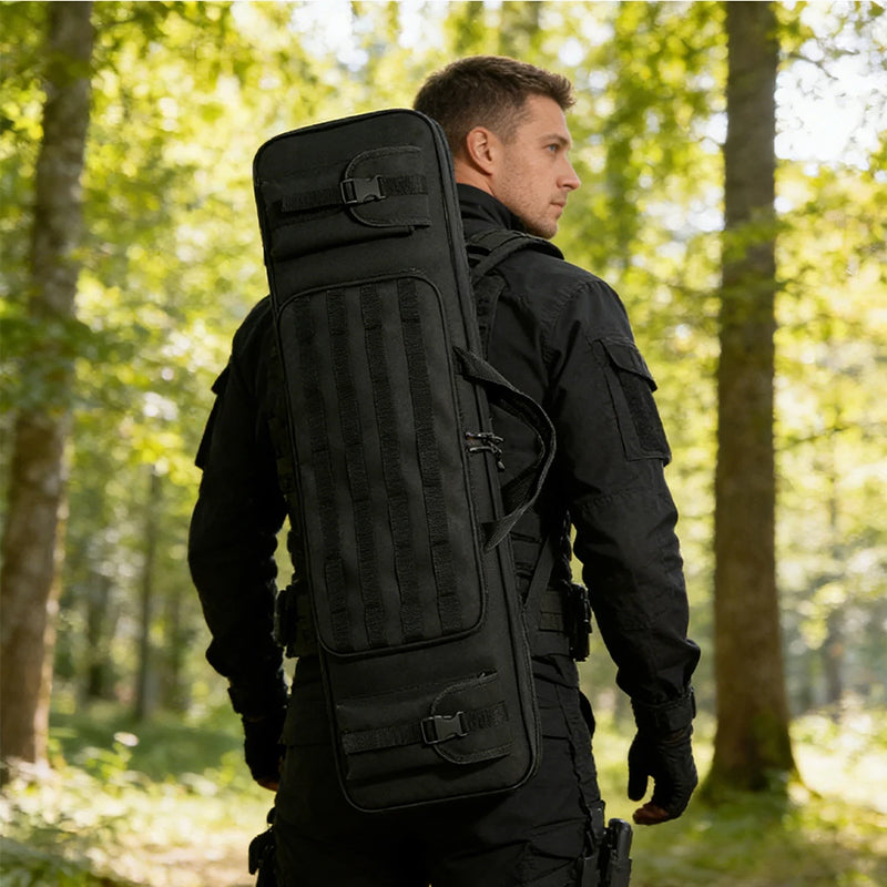 eprolo tactical rifle bag with 120cm and 90cm compartments, durable gun case with pistol holster for hunting and shooting.
