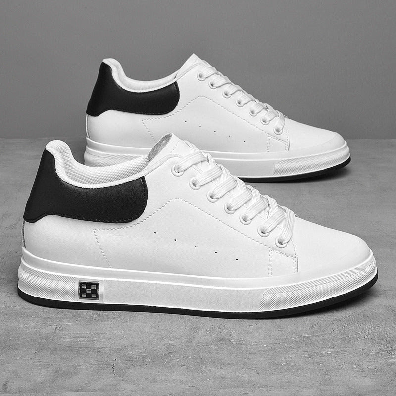 Men's eprolo low-top leather sneakers with thick sole and inner height boost, stylish and comfortable footwear for casual wear.